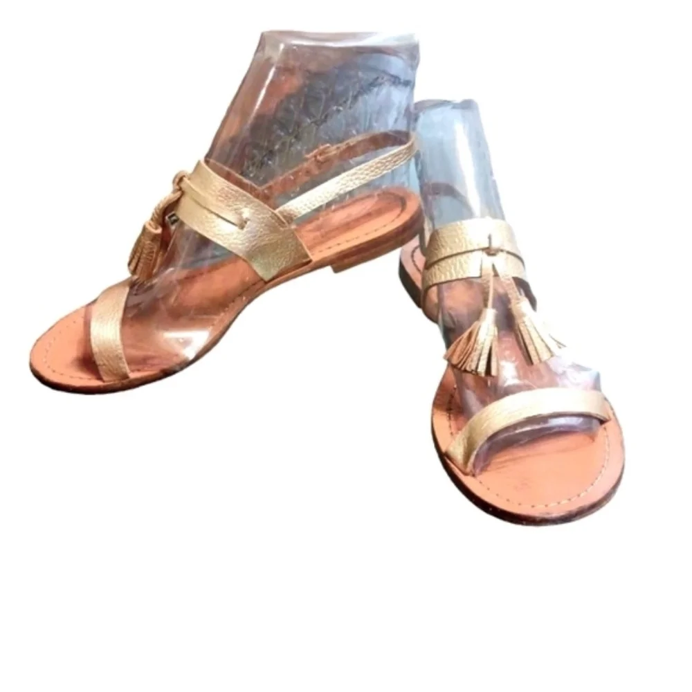 Kate Spade Carlita Sandals Gold Leather with Tassles